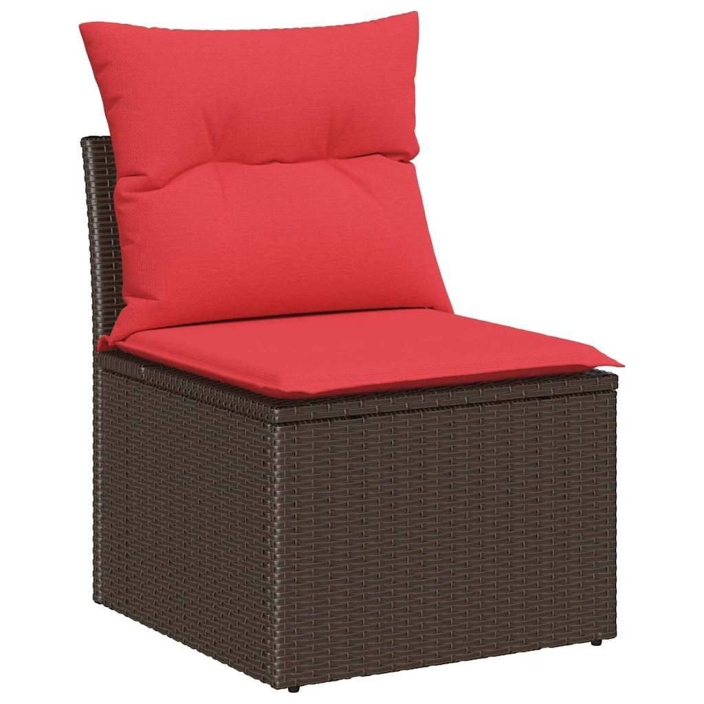 vidaXL Gartensofa-set mit Speicher 6 pcs Braun Poly-Rattan