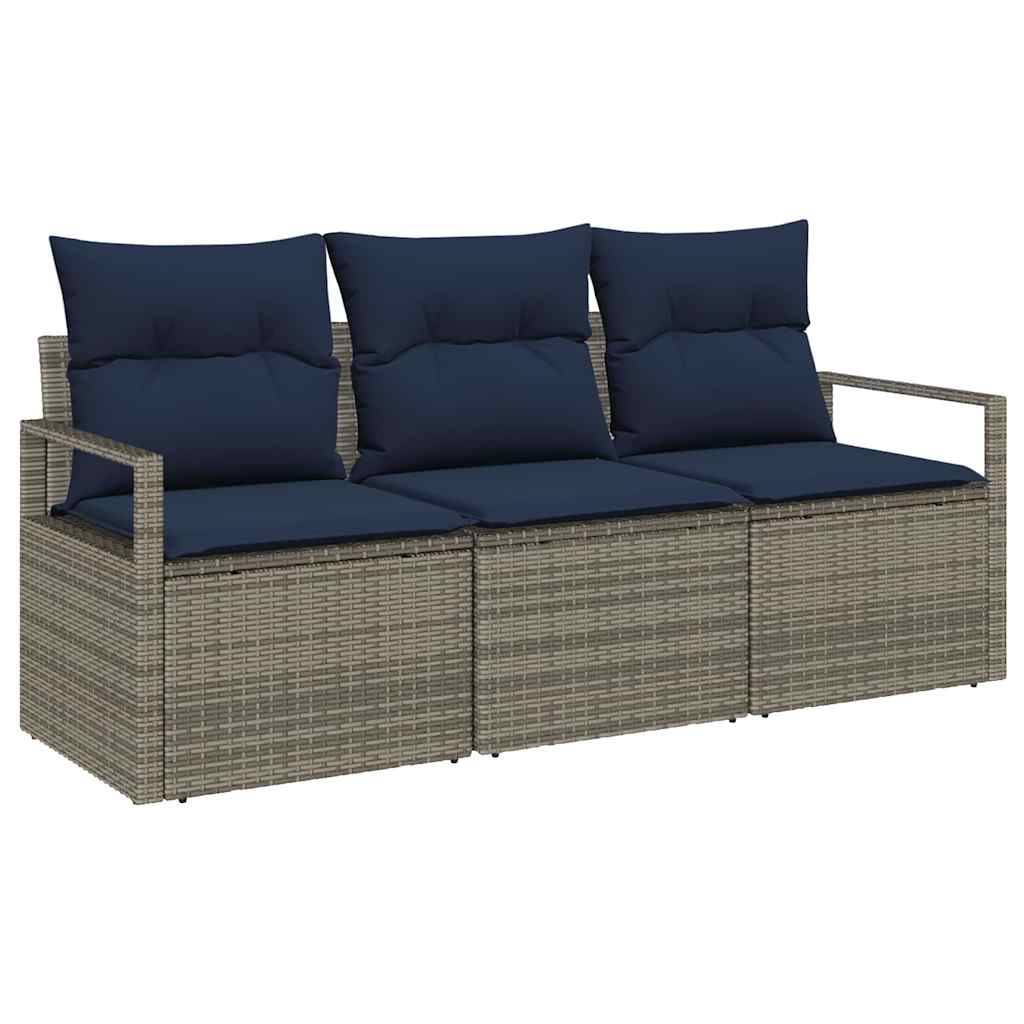 vidaXL Sofa Set 3 pcs Grau Poly-Rattan