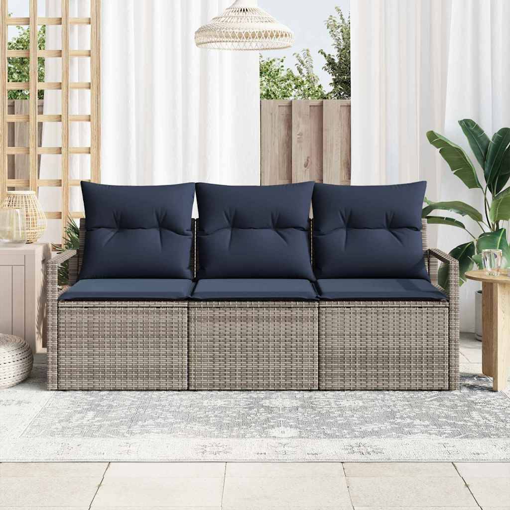 vidaXL Sofa Set 3 pcs Grau Poly-Rattan