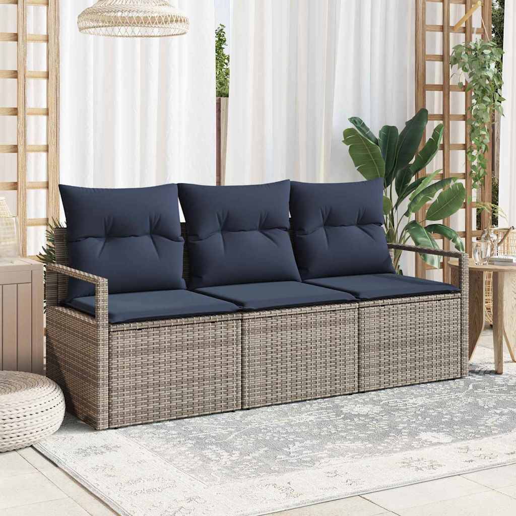 vidaXL Sofa Set 3 pcs Grau Poly-Rattan