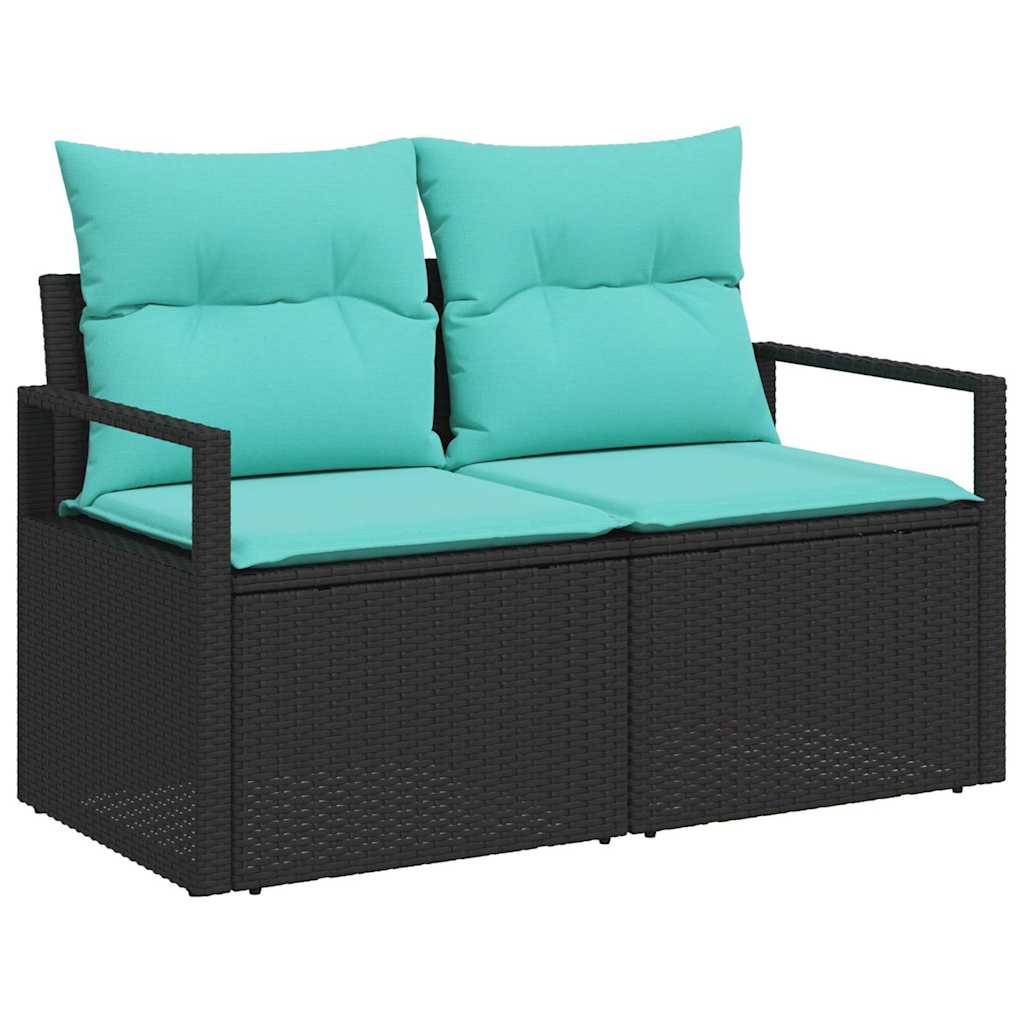 vidaXL Sofa Set mit Kissen 6 pcs Schwarz Poly Rattan