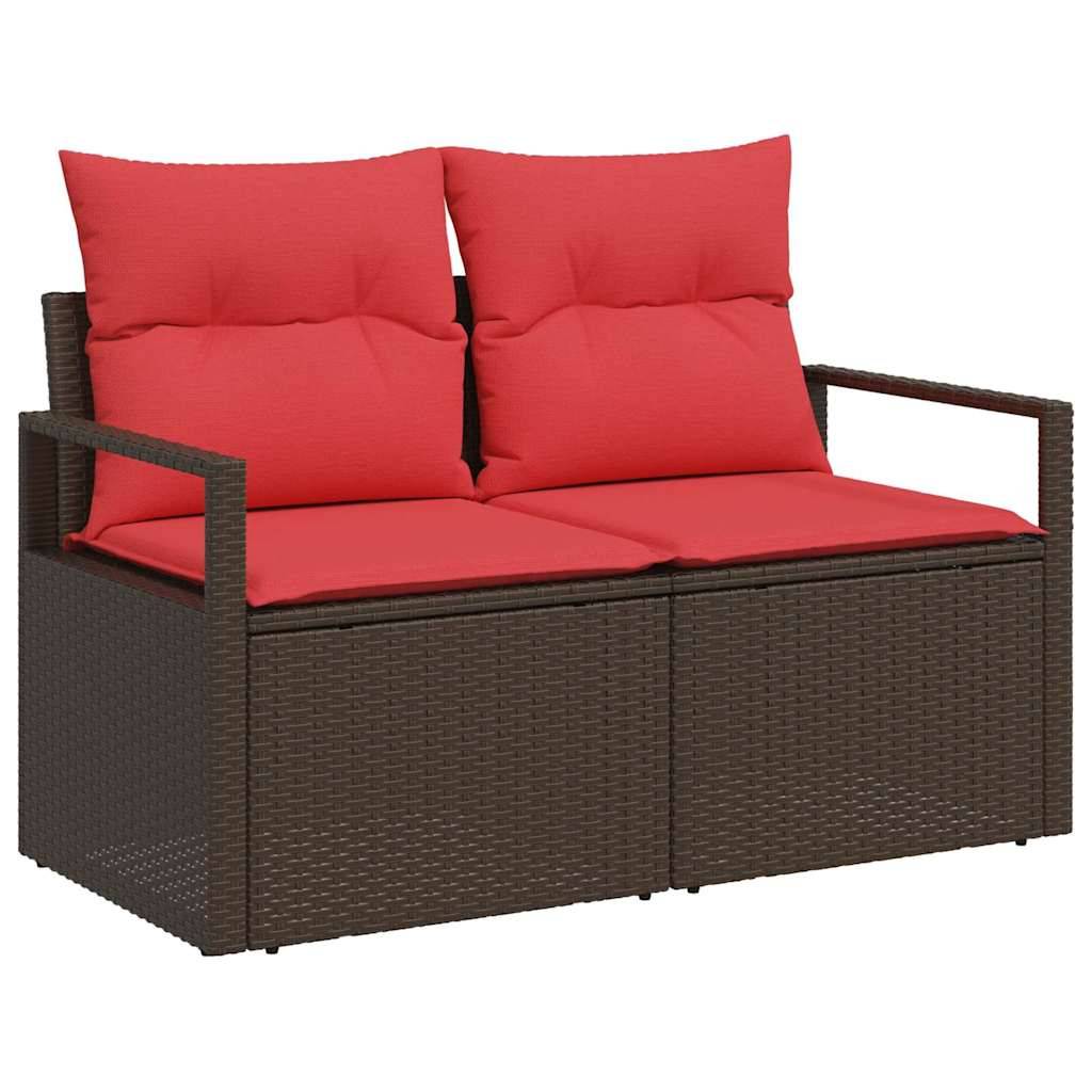 vidaXL Sofa Set mit Kissen 9 pcs Braun Poly Rattan