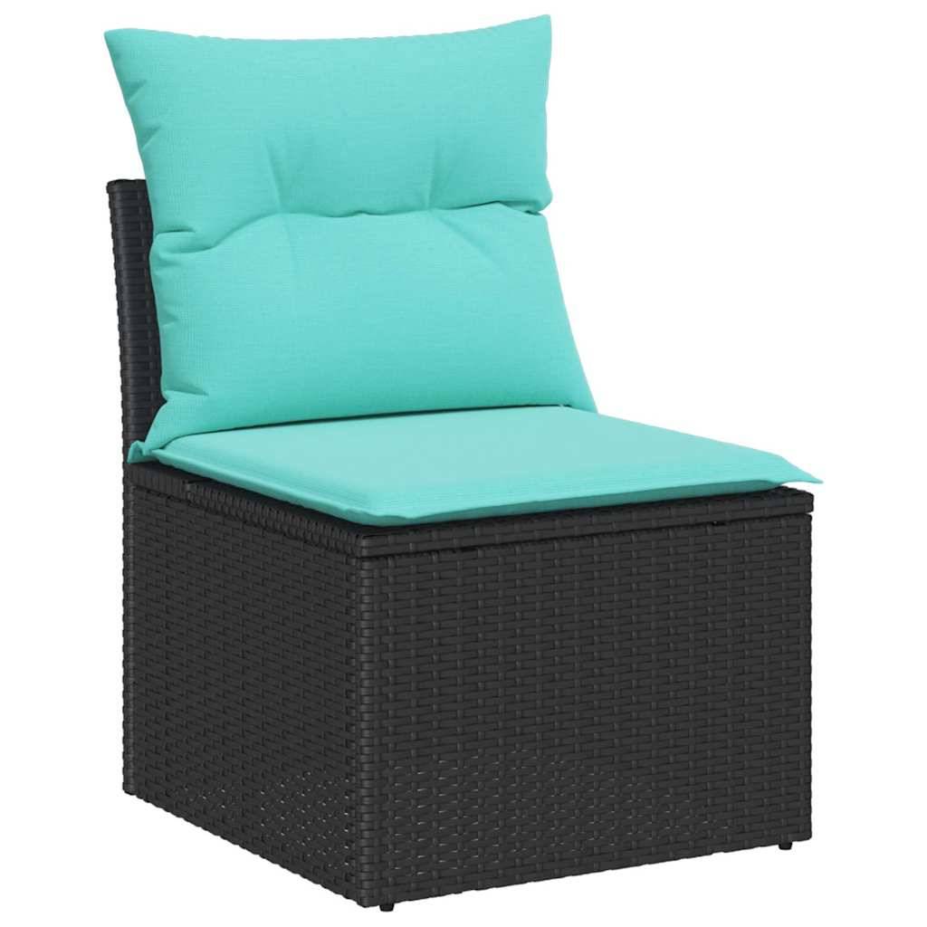 vidaXL Gartensofa-set mit Kissen 6 pcs Schwarz und Türkis Poly-Rattan