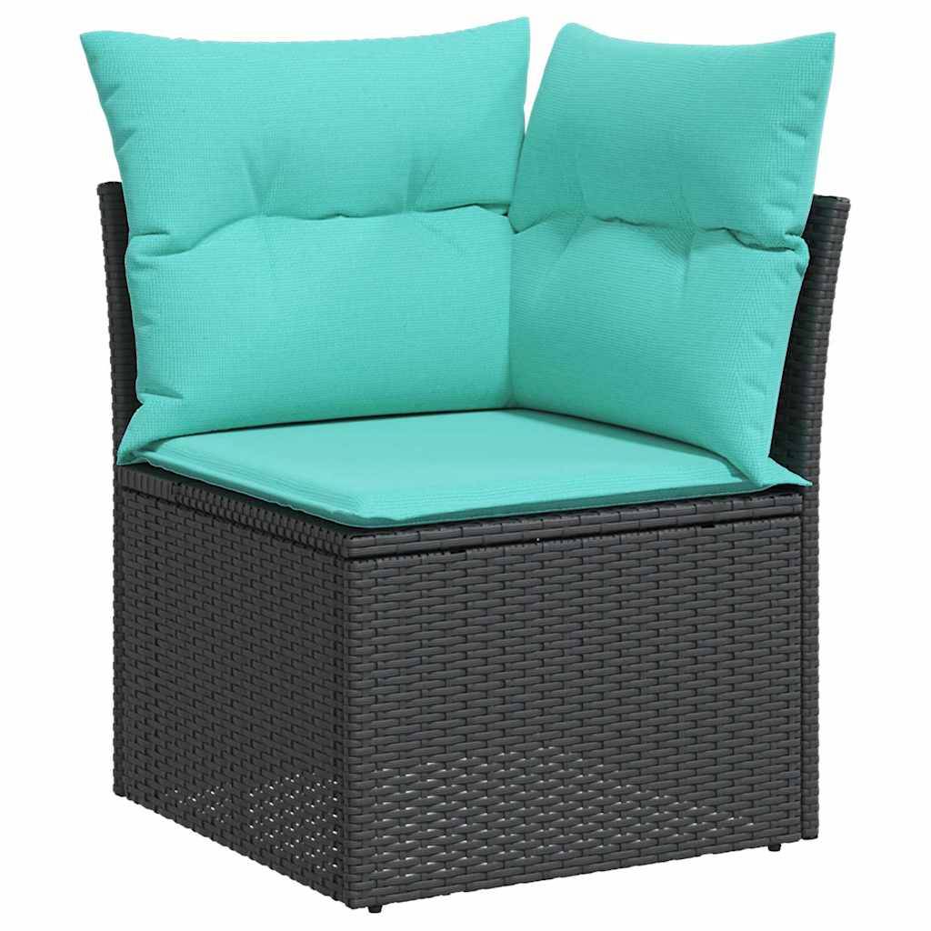 vidaXL Gartensofa-set mit Kissen 7 pcs Schwarz Poly-Rattan