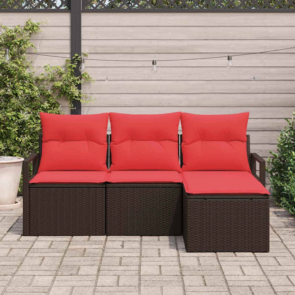 vidaXL Sofa Set 4 pcs Braun Poly-Rattan