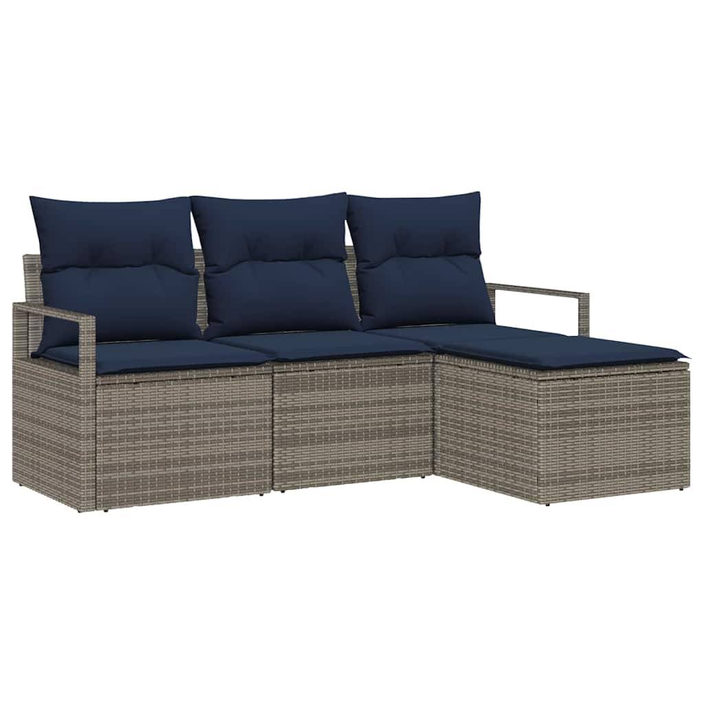 vidaXL Sofa Set 4 pcs Grau Poly-Rattan