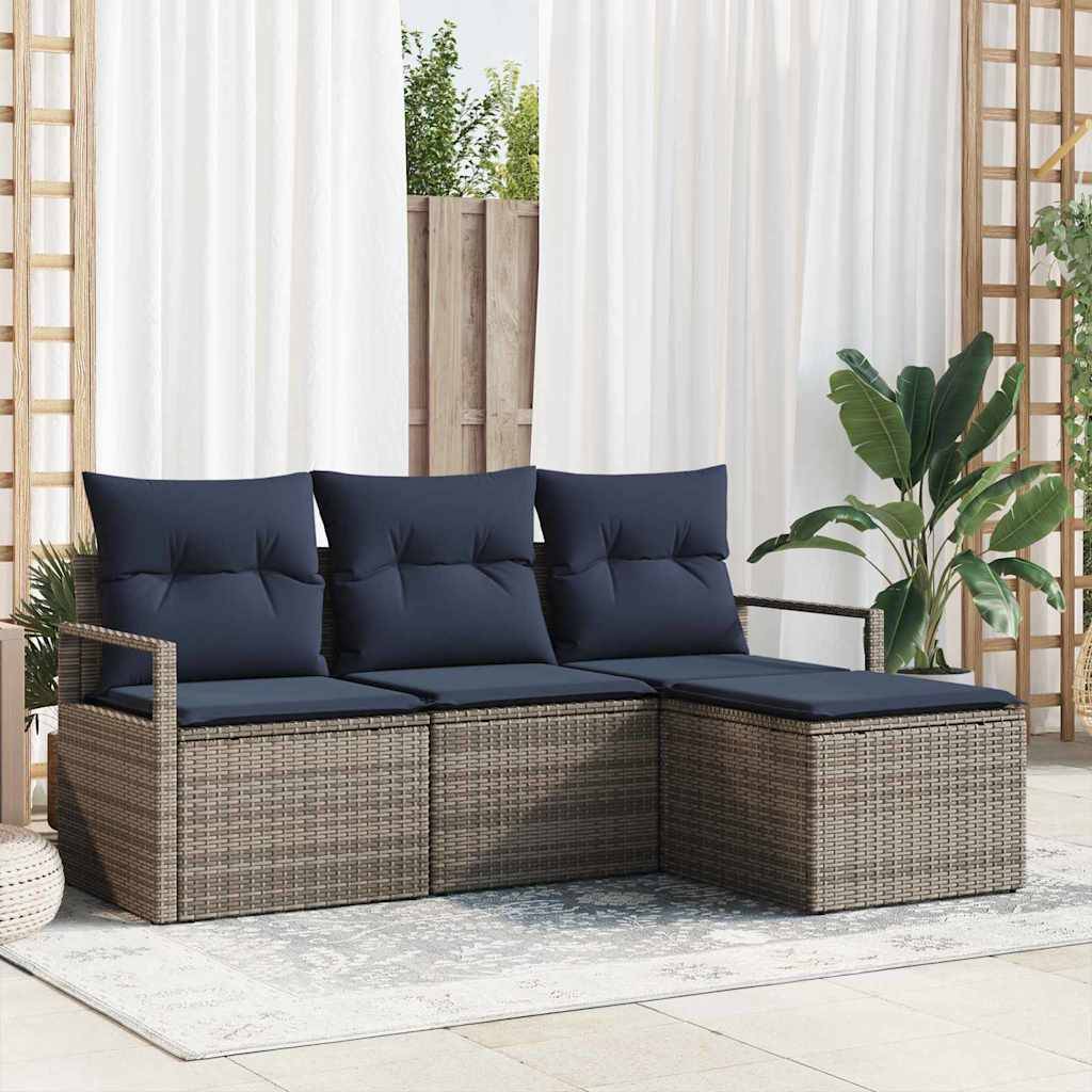 vidaXL Sofa Set 4 pcs Grau Poly-Rattan