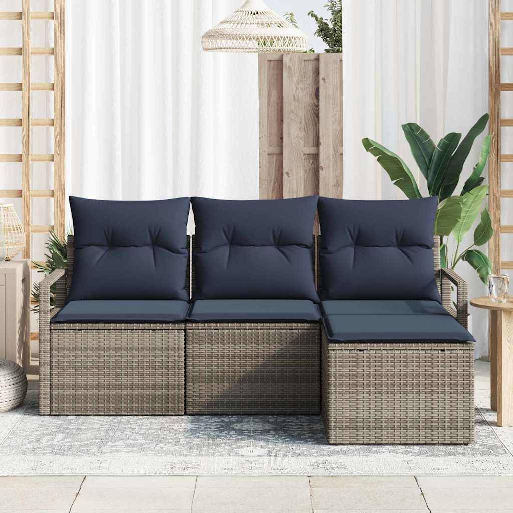 vidaXL Sofa Set 4 pcs Grau Poly-Rattan