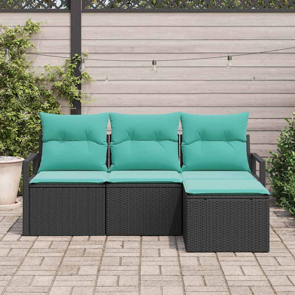 vidaXL Sofa Set 4 pcs Schwarz Poly-Rattan