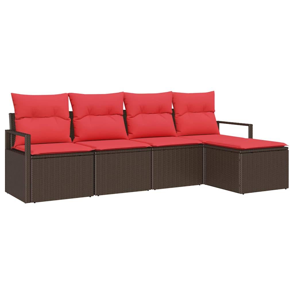 vidaXL Sofa Set mit Kissen Braun Poly Rattan