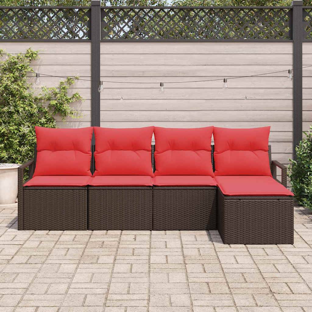 vidaXL Sofa Set mit Kissen Braun Poly Rattan