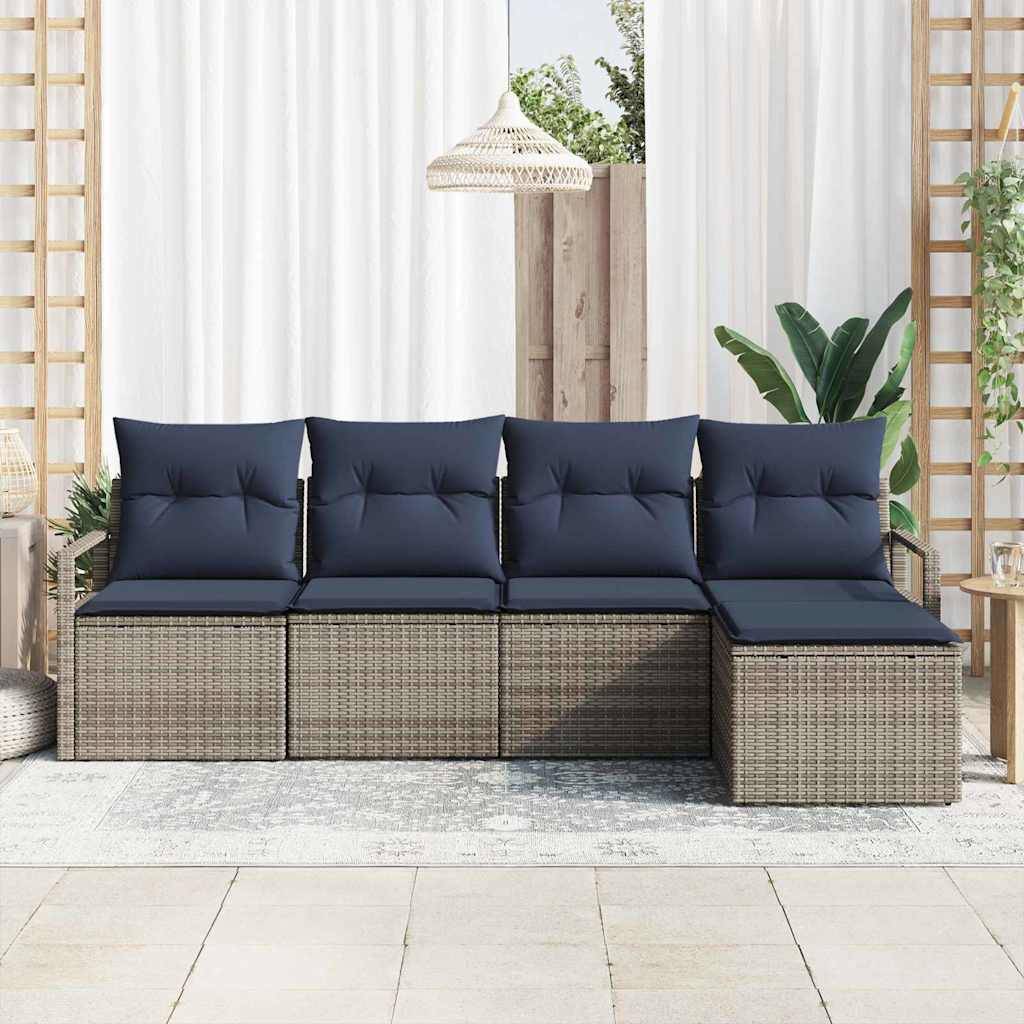 vidaXL Sofa Set 5 pcs Grau Poly-Rattan