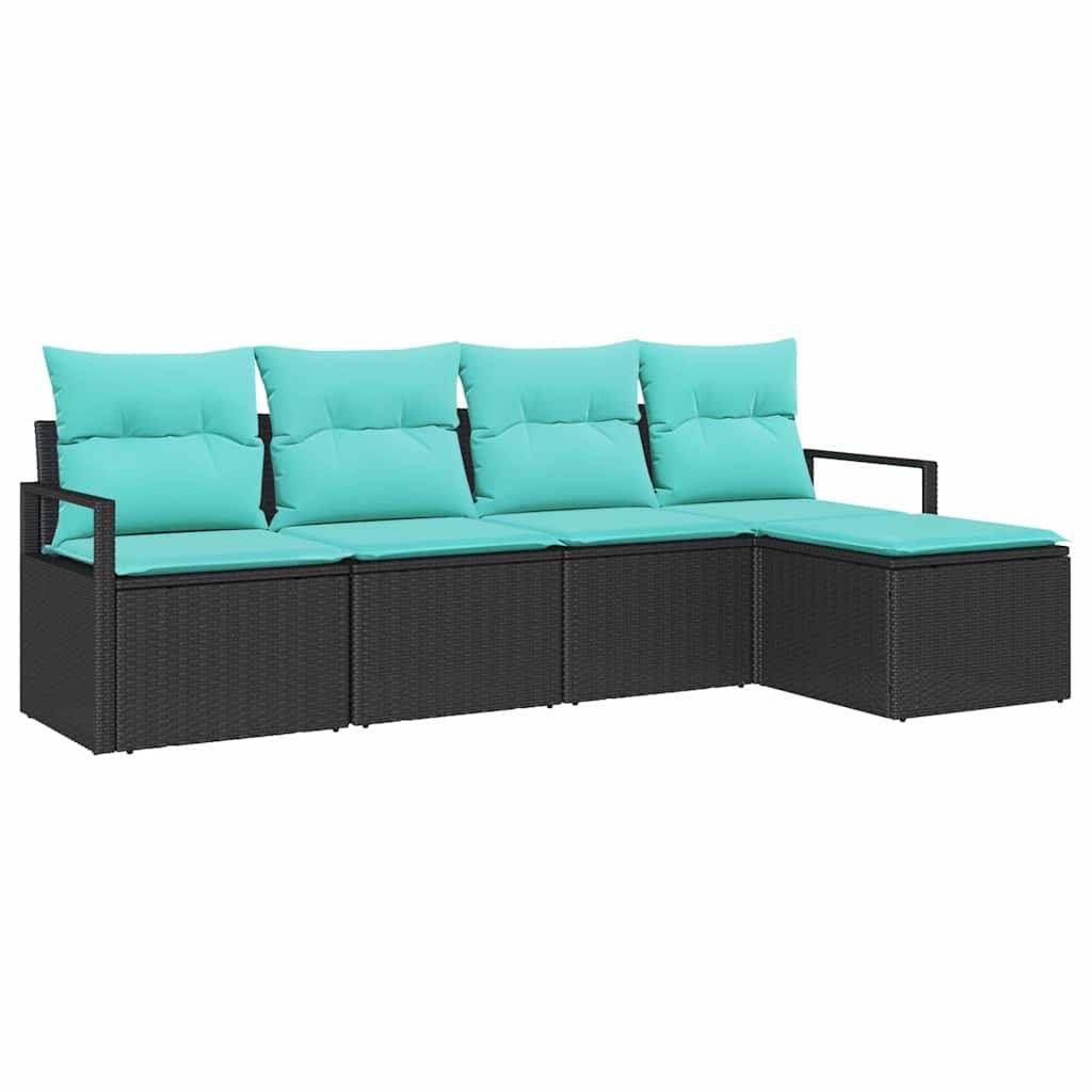 vidaXL Sofa Set 5 pcs Schwarz Poly-Rattan
