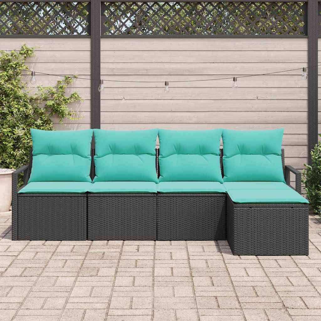 vidaXL Sofa Set 5 pcs Schwarz Poly-Rattan