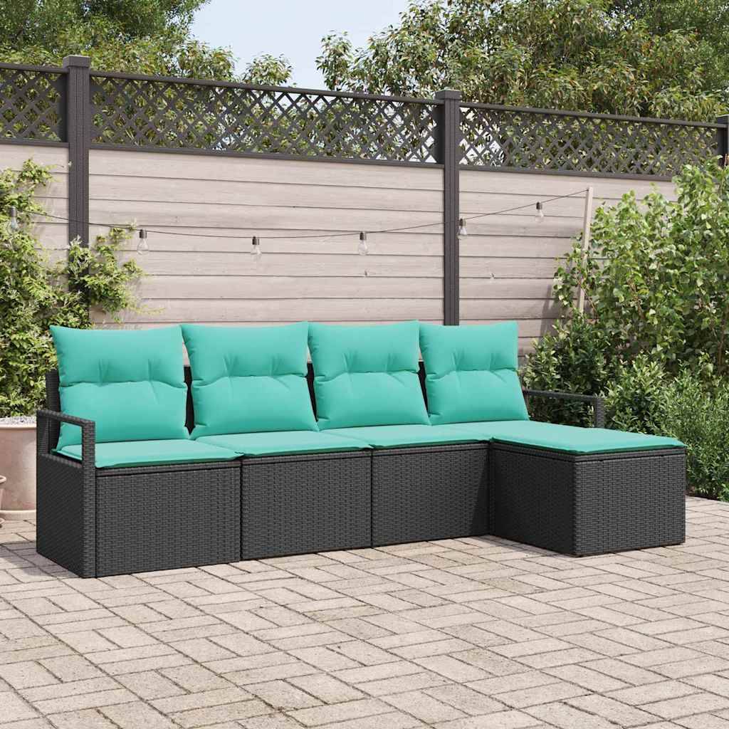 vidaXL Sofa Set 5 pcs Schwarz Poly-Rattan