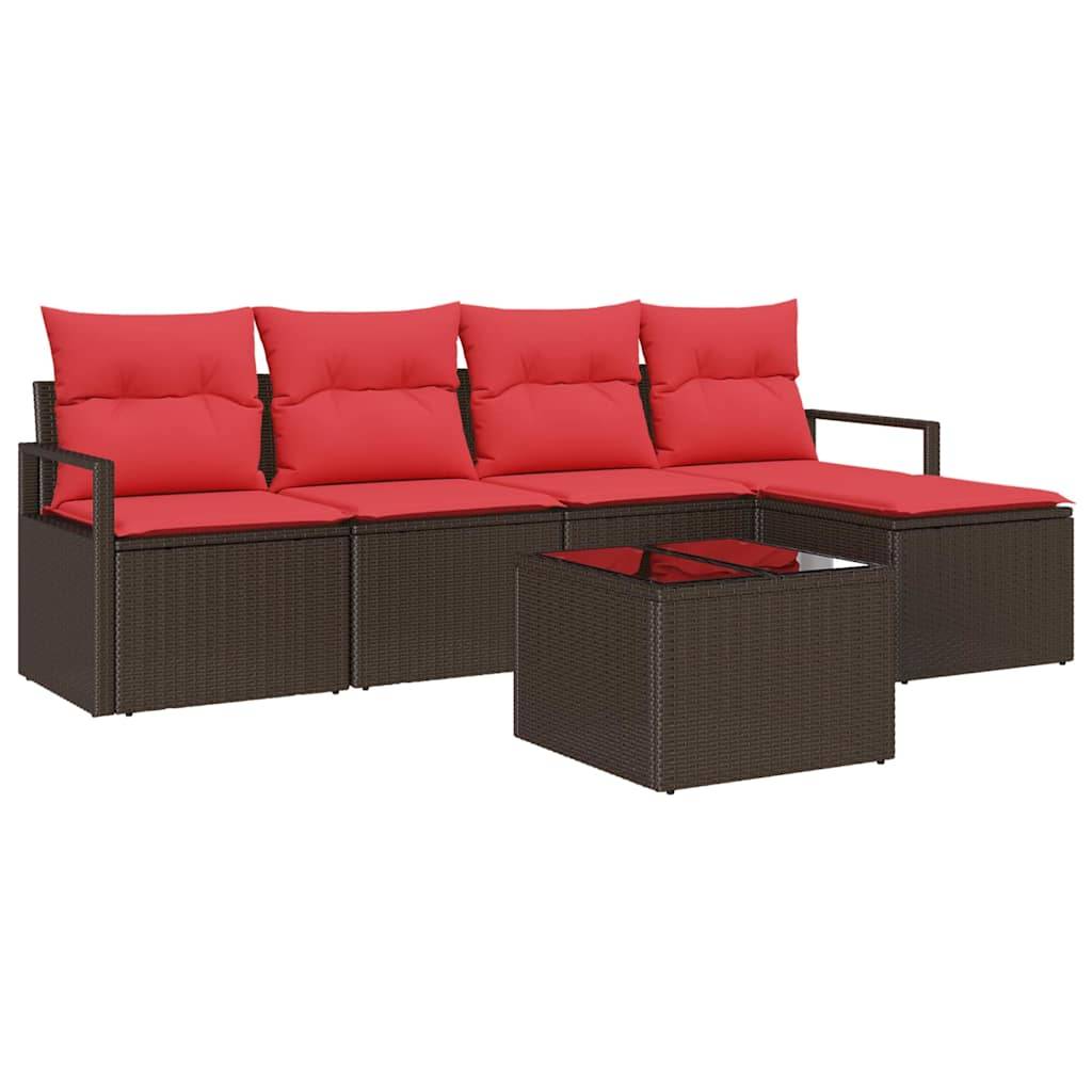 vidaXL Sofa Set mit Kissen Braun Poly Rattan