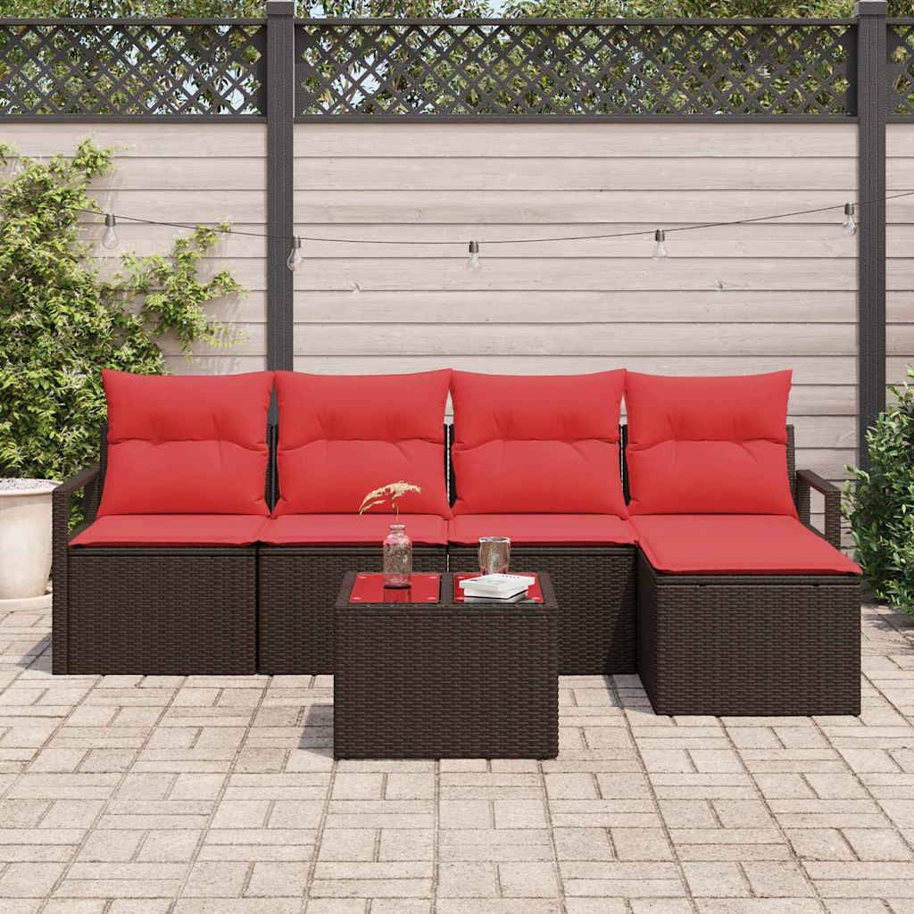 vidaXL Sofa Set mit Kissen Braun Poly Rattan