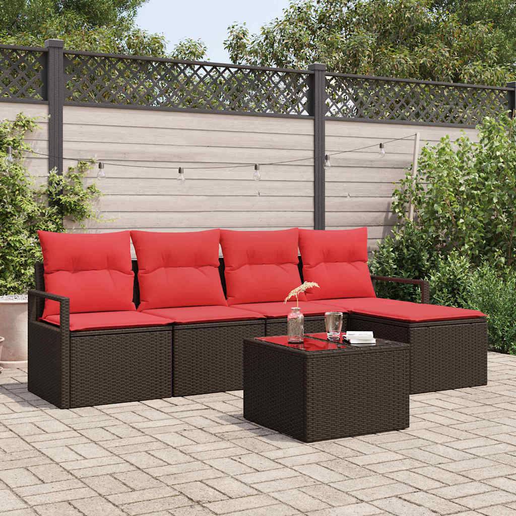 vidaXL Sofa Set mit Kissen Braun Poly Rattan