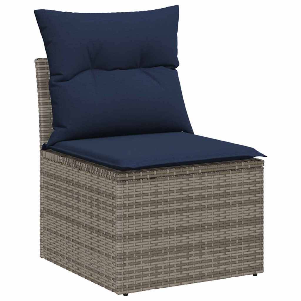 vidaXL Gartensofa-set mit Speicher 11 pcs Grau Poly-Rattan