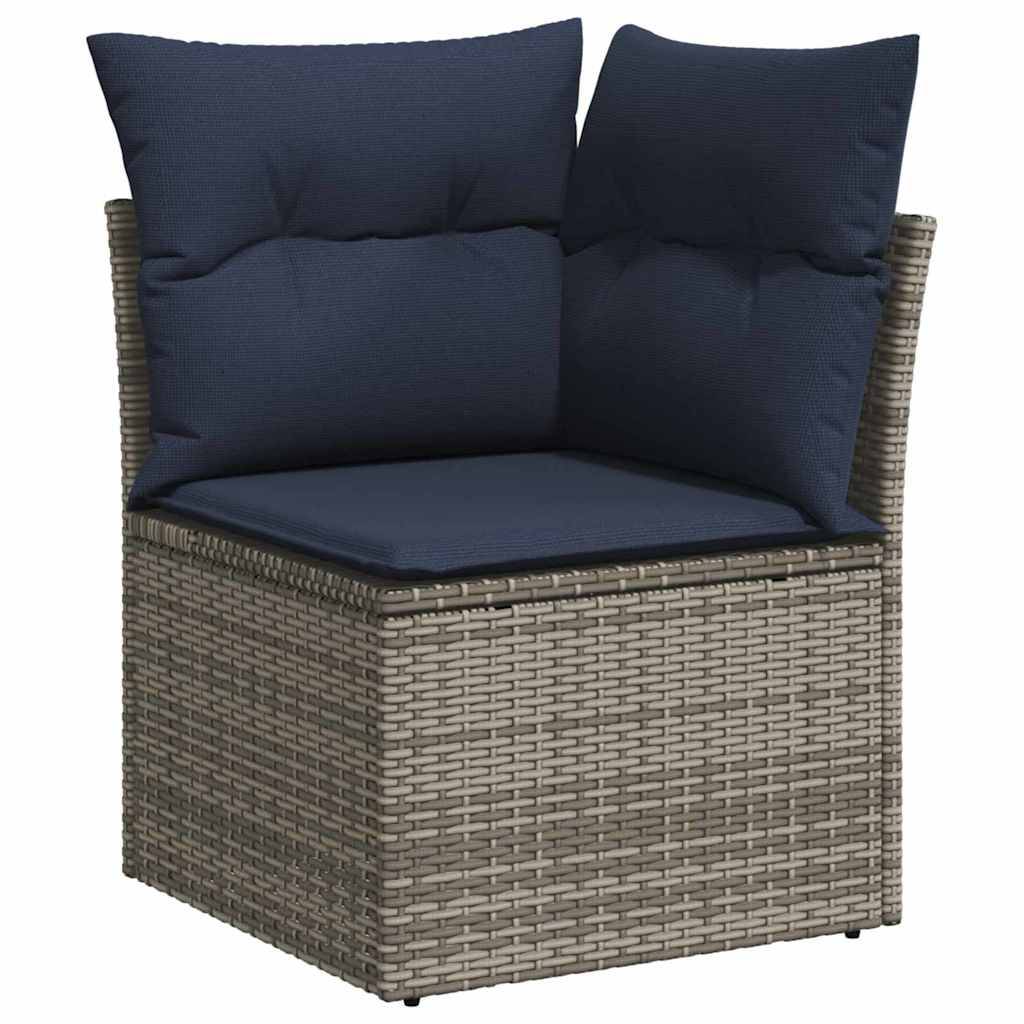 vidaXL Sofa Set mit Kissen 4 pcs Grau Poly Rattan
