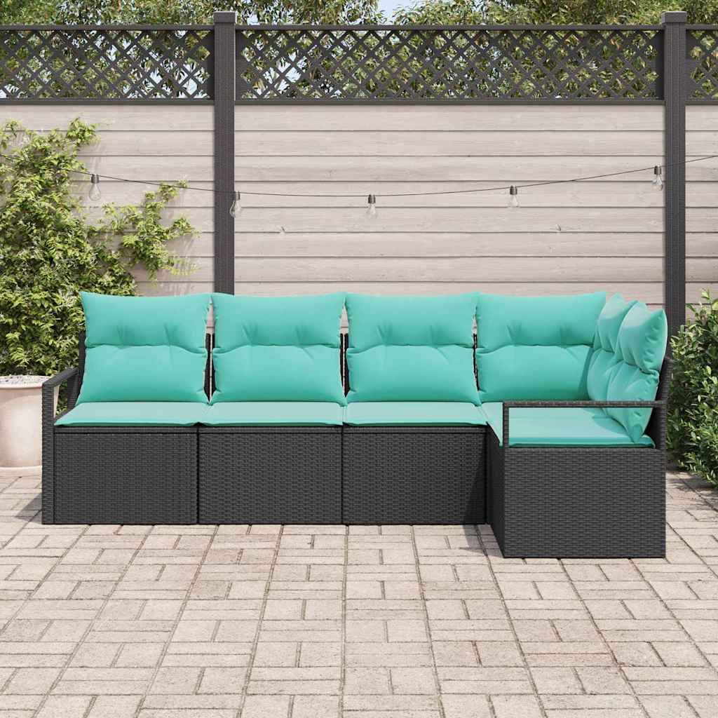 vidaXL Sofa Set 5 pcs Schwarz Poly-Rattan