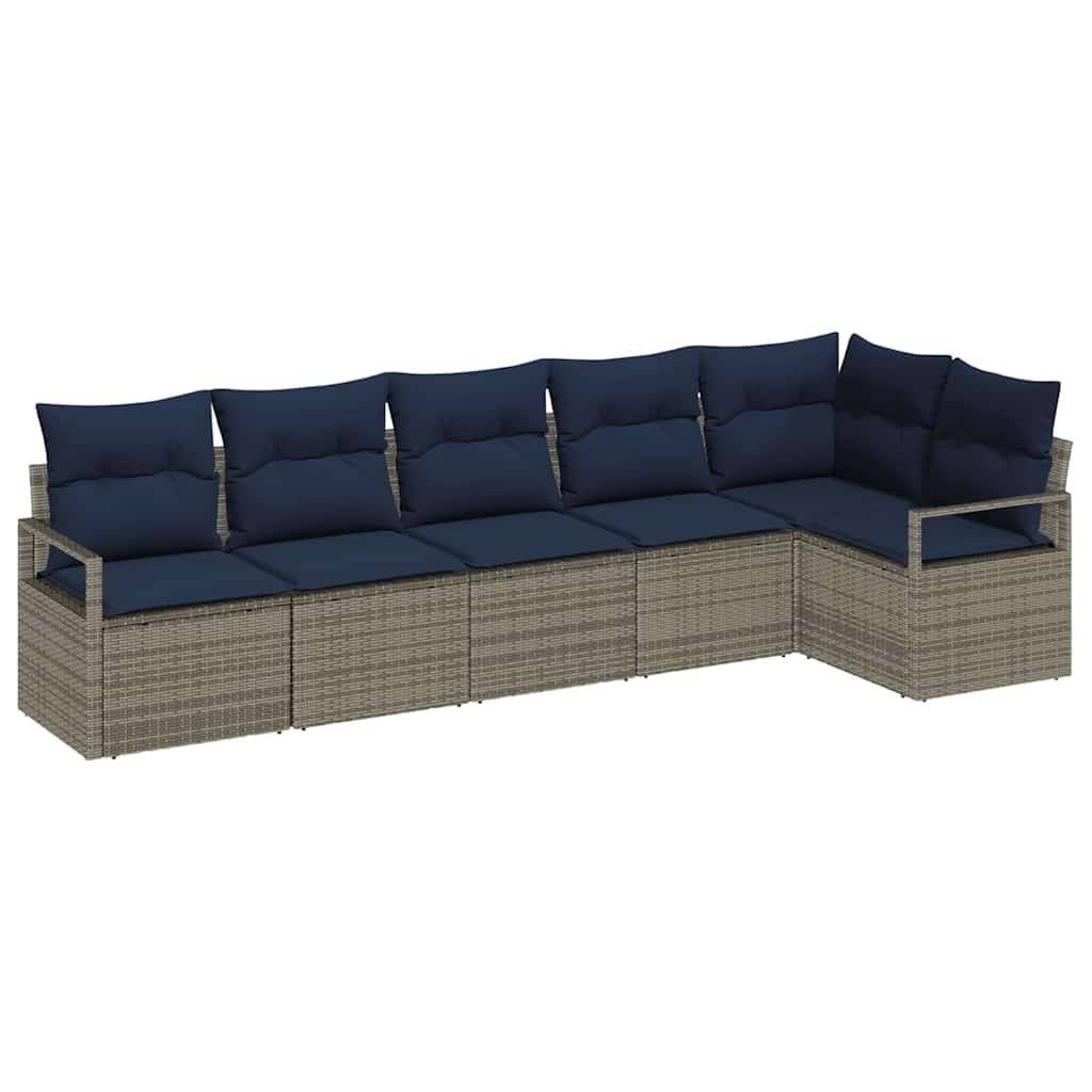 vidaXL Sofa Set 6 pcs Grau Poly-Rattan