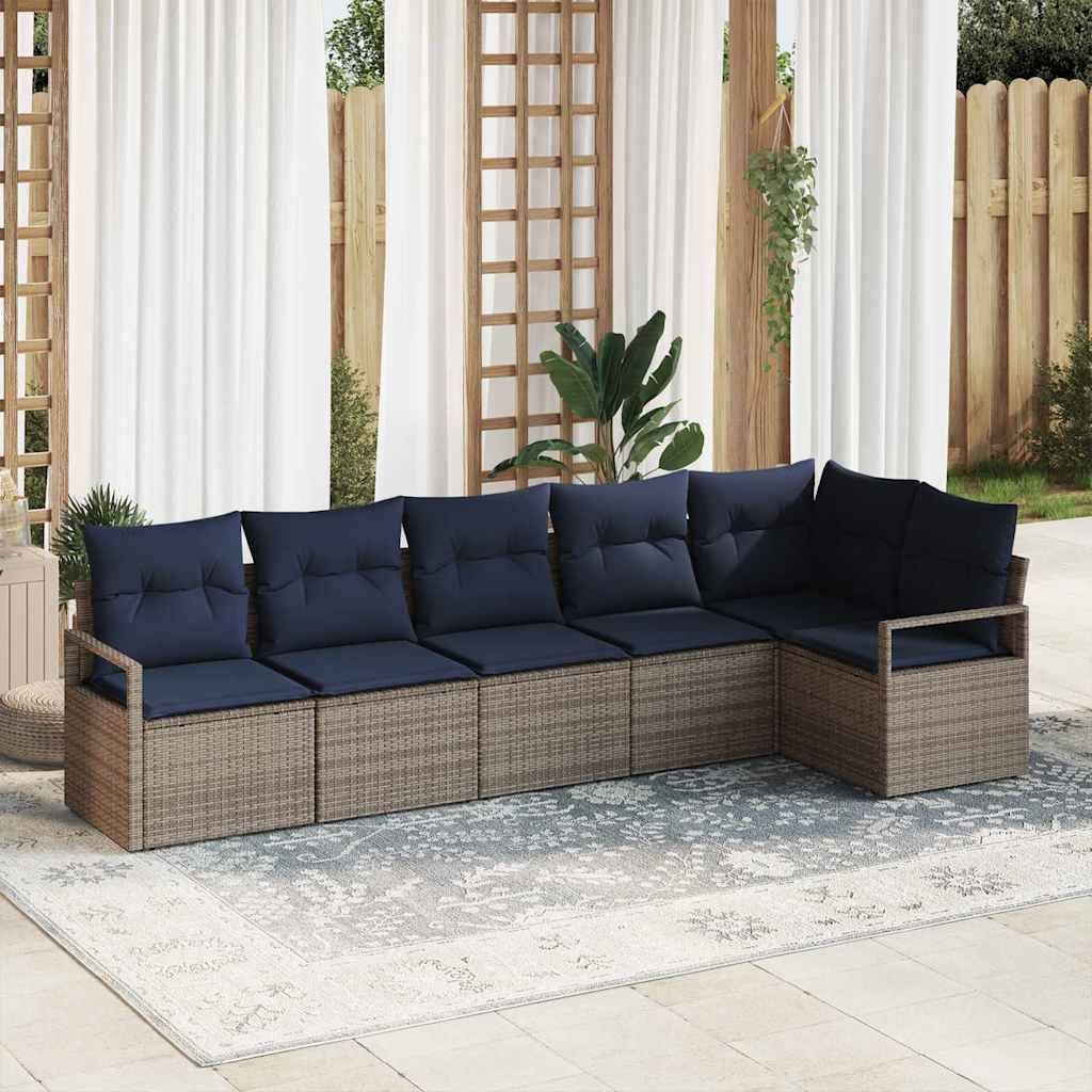 vidaXL Sofa Set 6 pcs Grau Poly-Rattan