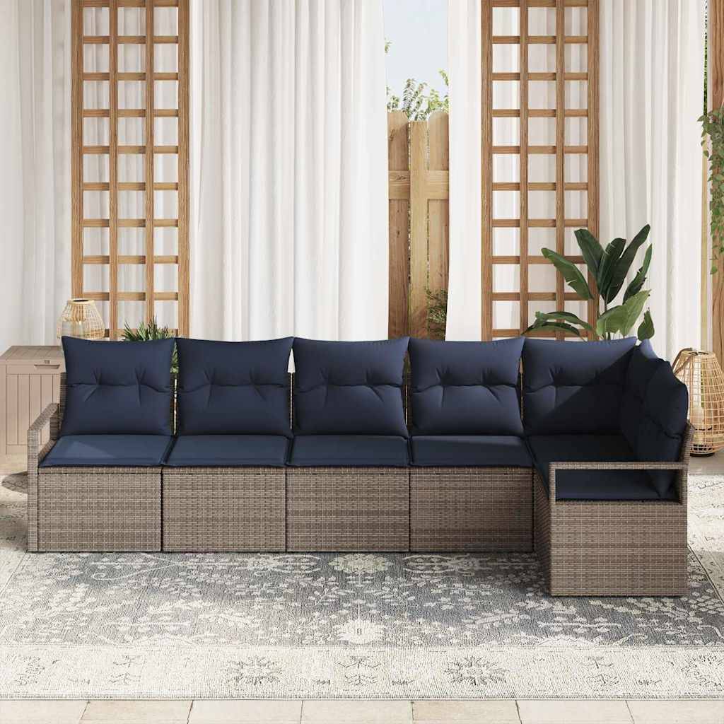 vidaXL Sofa Set 6 pcs Grau Poly-Rattan