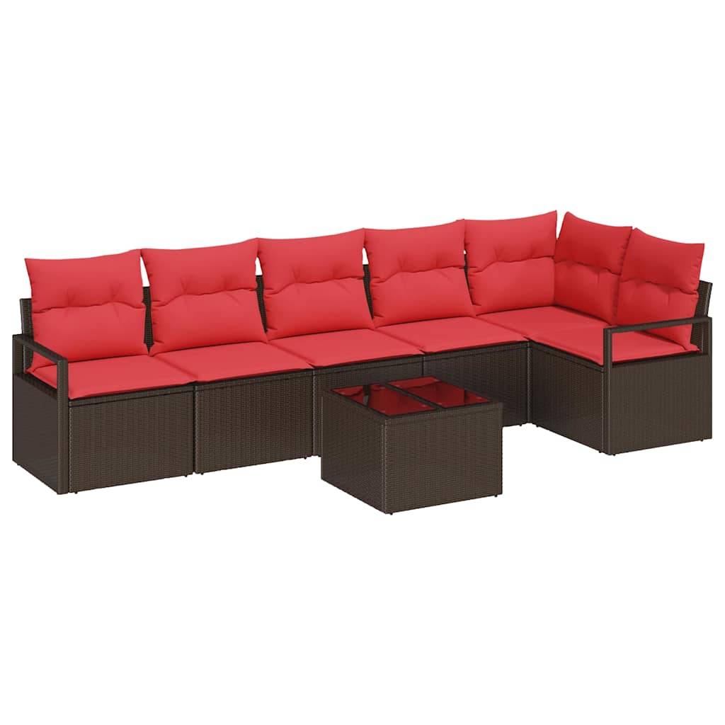 vidaXL Sofa Set 7 pcs Braun Poly-Rattan