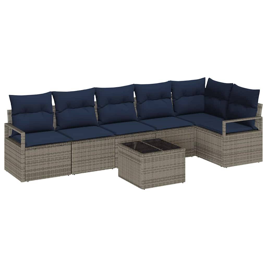 vidaXL Sofa Set 7 pcs Grau Poly-Rattan