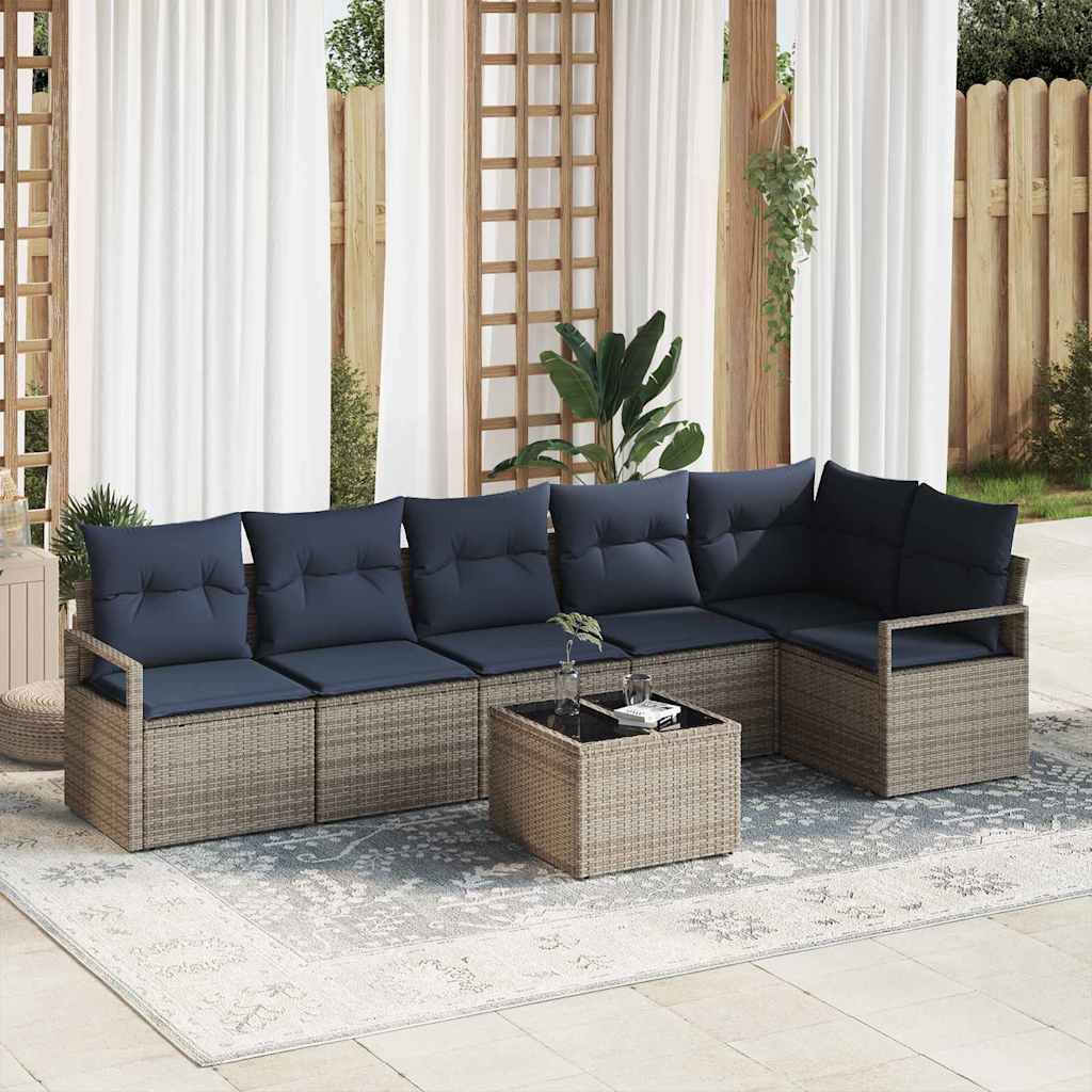 vidaXL Sofa Set 7 pcs Grau Poly-Rattan