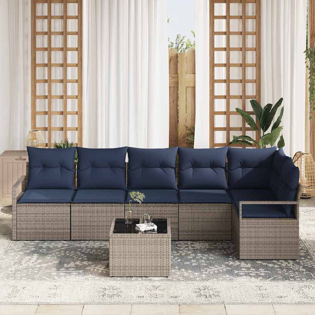 vidaXL Sofa Set 7 pcs Grau Poly-Rattan