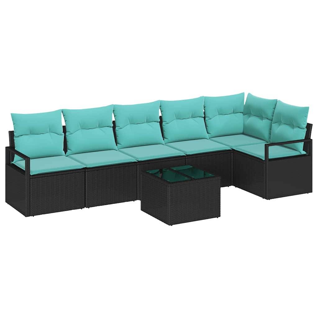 vidaXL Sofa Set 7 pcs Schwarz Poly-Rattan