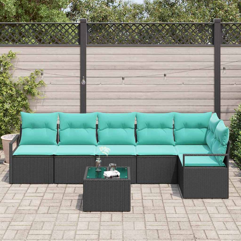 vidaXL Sofa Set 7 pcs Schwarz Poly-Rattan