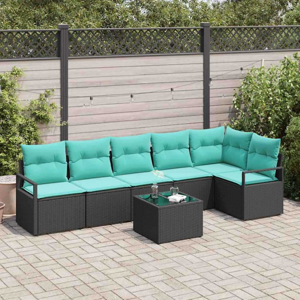 vidaXL Sofa Set 7 pcs Schwarz Poly-Rattan