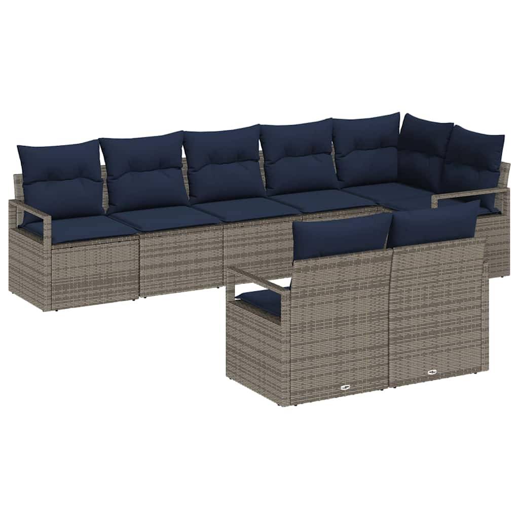 vidaXL Sofa Set 8 pcs Grau Poly-Rattan