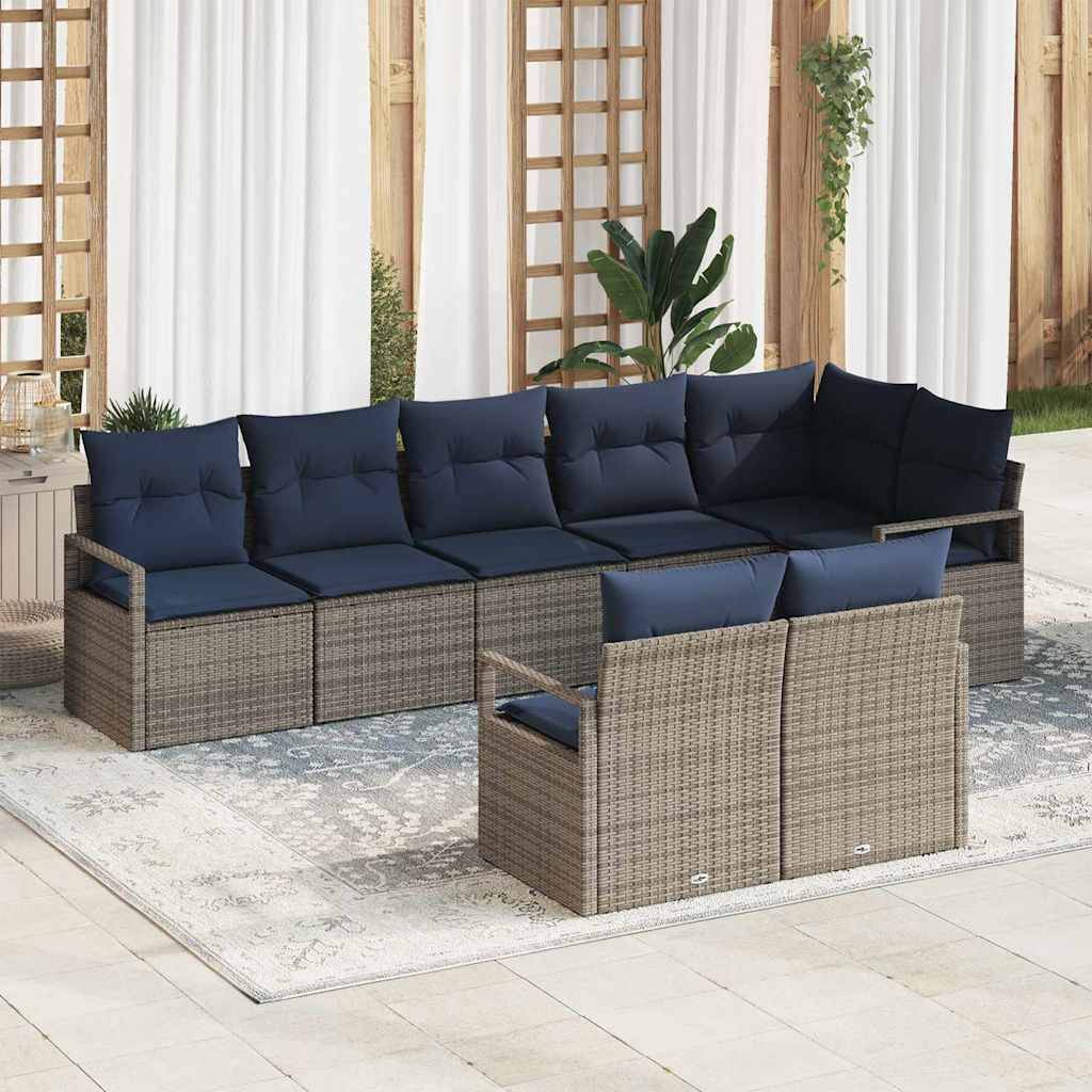vidaXL Sofa Set 8 pcs Grau Poly-Rattan