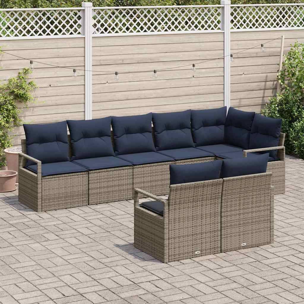 vidaXL Sofa Set 8 pcs Grau Poly-Rattan