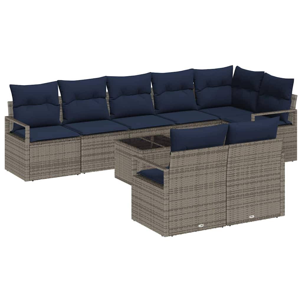vidaXL Sofa Set 9 pcs Grau Poly-Rattan