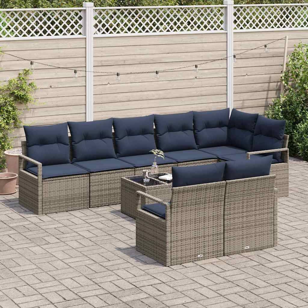 vidaXL Sofa Set 9 pcs Grau Poly-Rattan