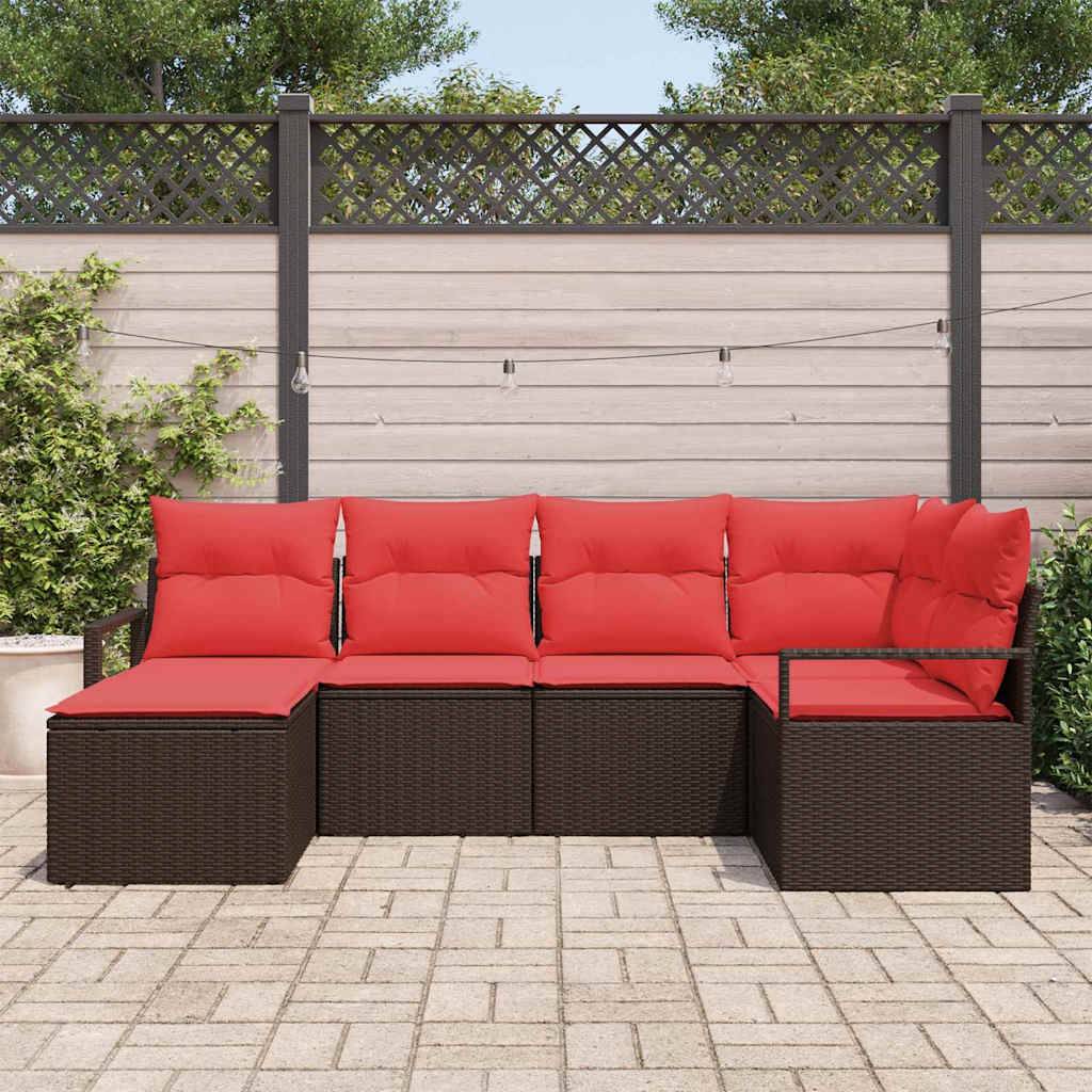 vidaXL Sofa Set mit Kissen 6 pcs Braun Poly Rattan