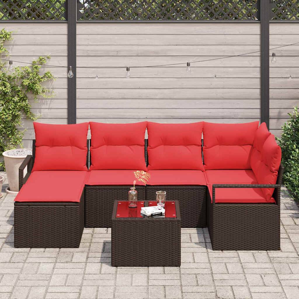 vidaXL Sofa Set 7 pcs Braun Poly-Rattan