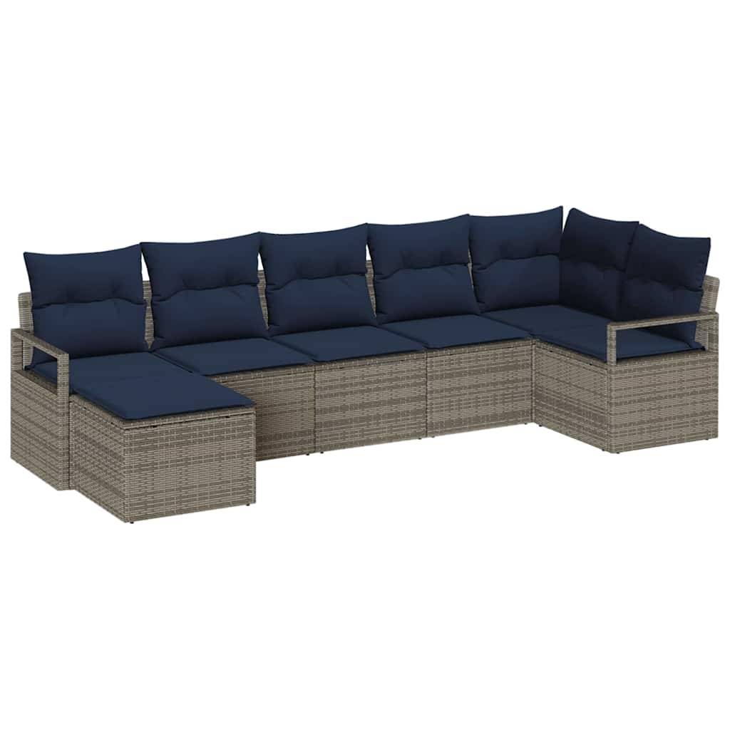 vidaXL Sofa Set 7 pcs Grau Poly-Rattan