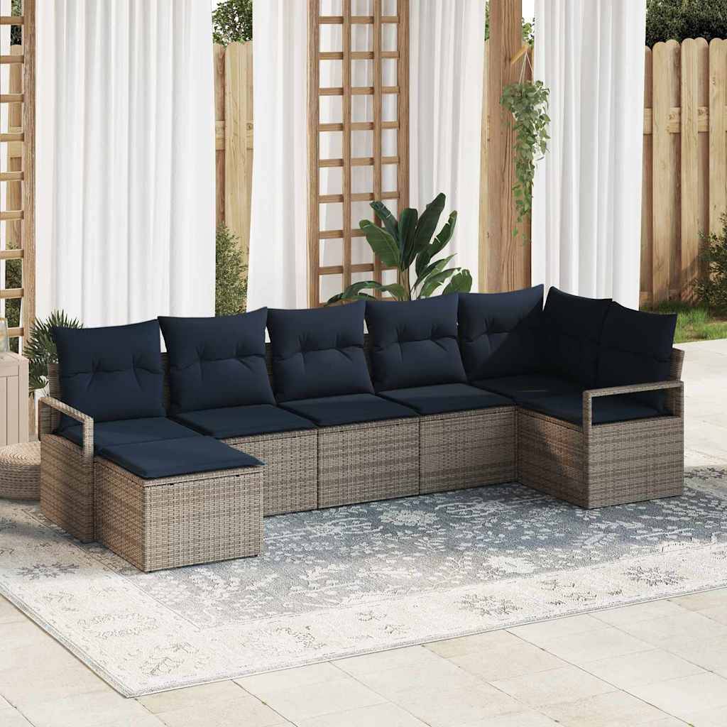 vidaXL Sofa Set 7 pcs Grau Poly-Rattan