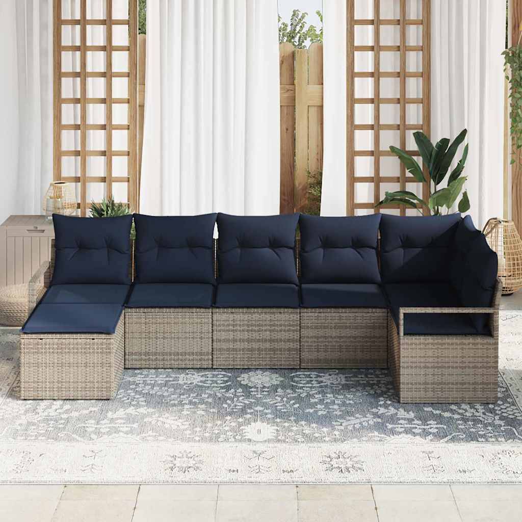 vidaXL Sofa Set 7 pcs Grau Poly-Rattan
