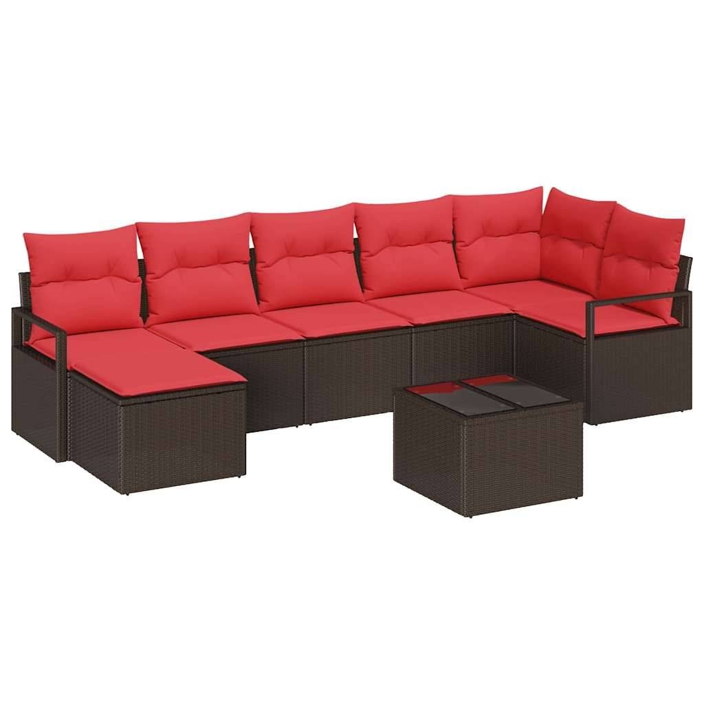 vidaXL Sofa Set 8 pcs Braun Poly-Rattan
