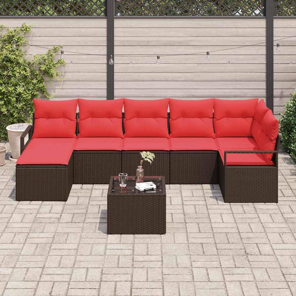vidaXL Sofa Set 8 pcs Braun Poly-Rattan