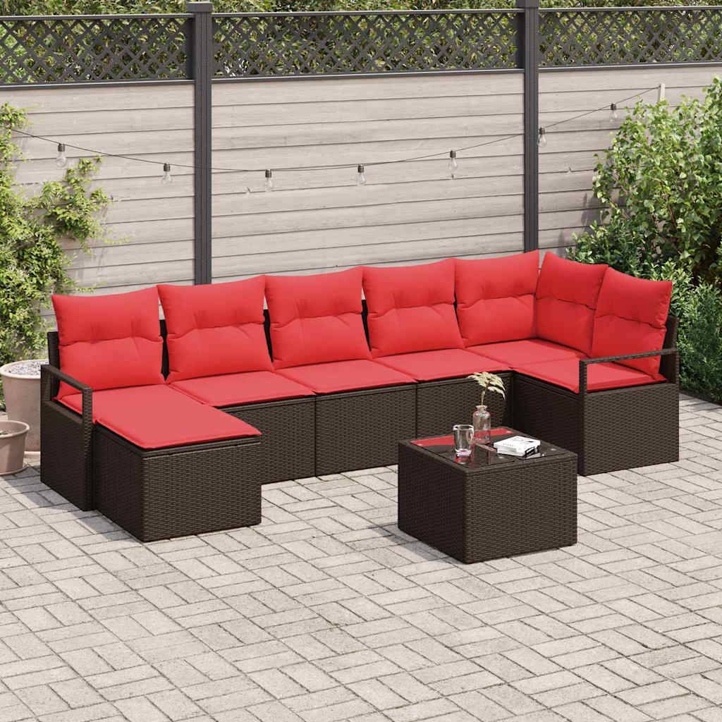 vidaXL Sofa Set 8 pcs Braun Poly-Rattan