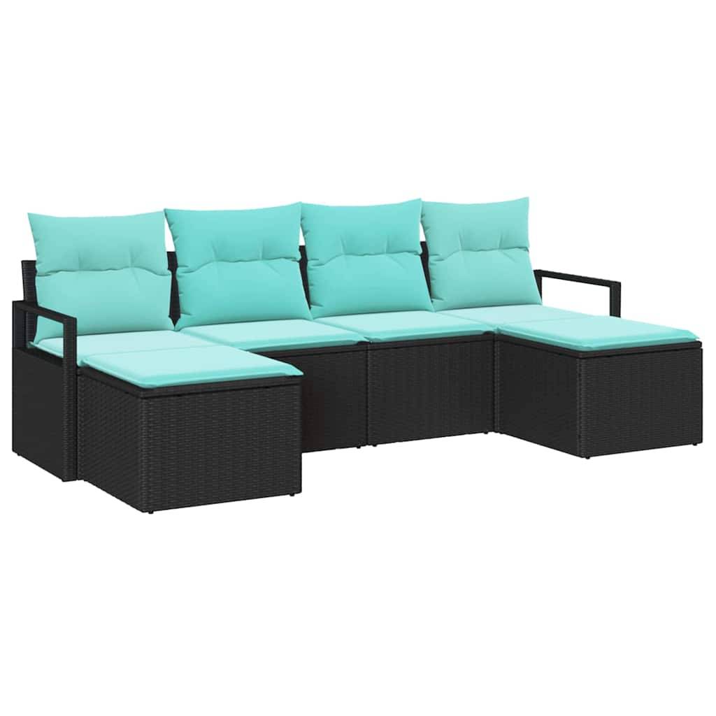 vidaXL Sofa Set 6 pcs Schwarz Poly-Rattan