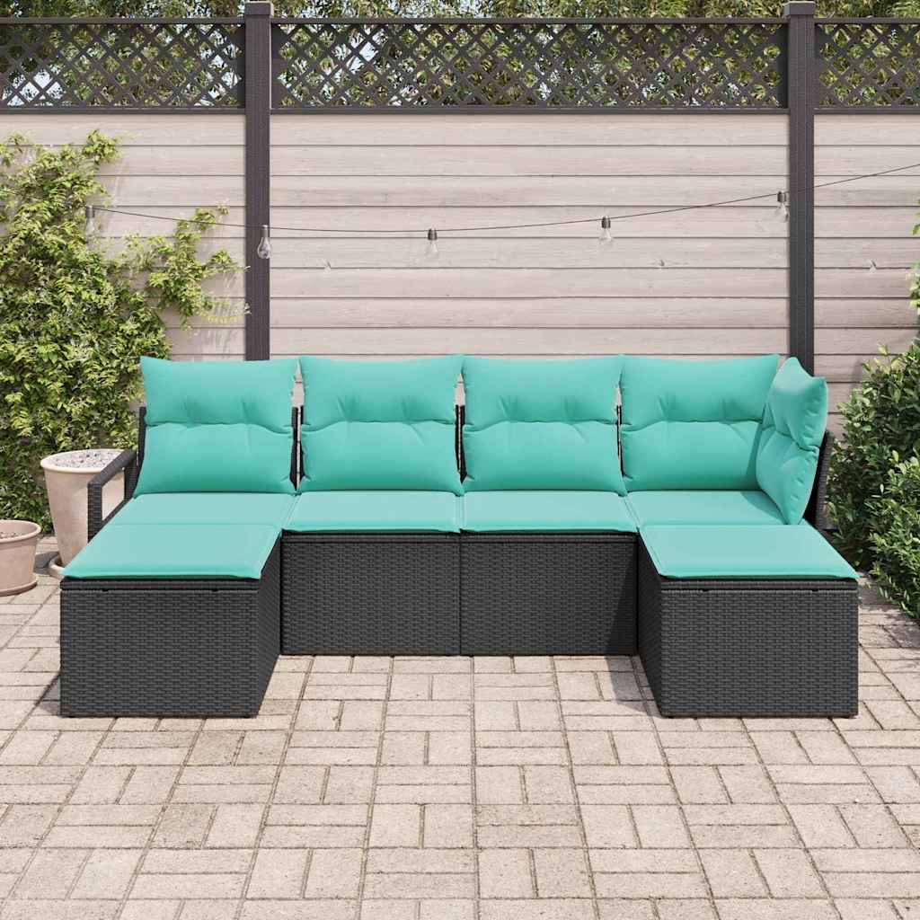 vidaXL Sofa Set 6 pcs Schwarz Poly-Rattan